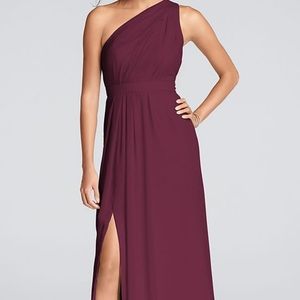 Long One-Shoulder Crinkle Chiffon Dress